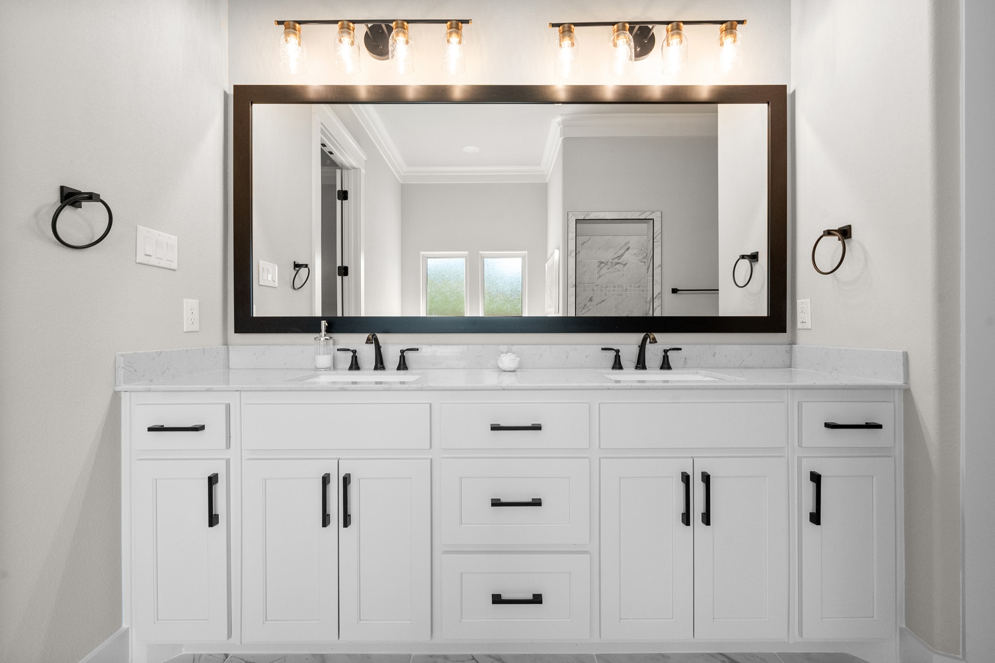 Wood Vanity with Marble Top